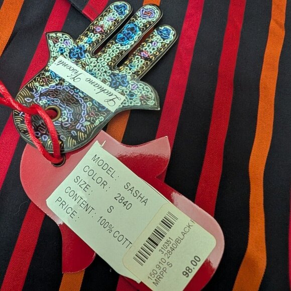 Luchiano Visconti Black Red Mens S Button up Shirt 2-Ply Mercerized Striped New - Picture 8 of 16